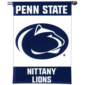 navy and white flag with Penn State, Athletic Logo, and Nittany Lions